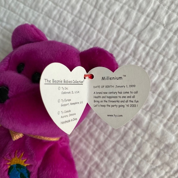 🆕 NEW Authentic Misspelled "Millenium" Ty Beanie Baby Millennium the Bear - Picture 7 of 10